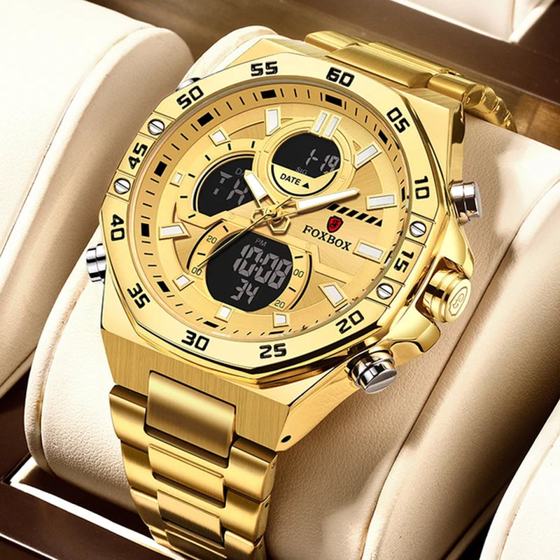LIGE Dual Display Watches for Men Fashion Business Waterproof Watch Men Top Brand Luxury Sport Quartz Chronograph Reloj Hombre