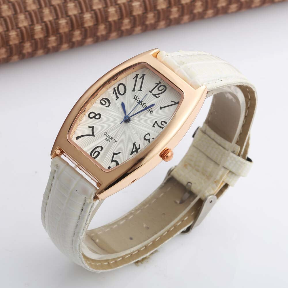 WOMAGE Watch Fashion Women Dress Watches Tonneau Case Women'S Watches Yellow Leather Watch Quartz Dames Horloges Montre Femme