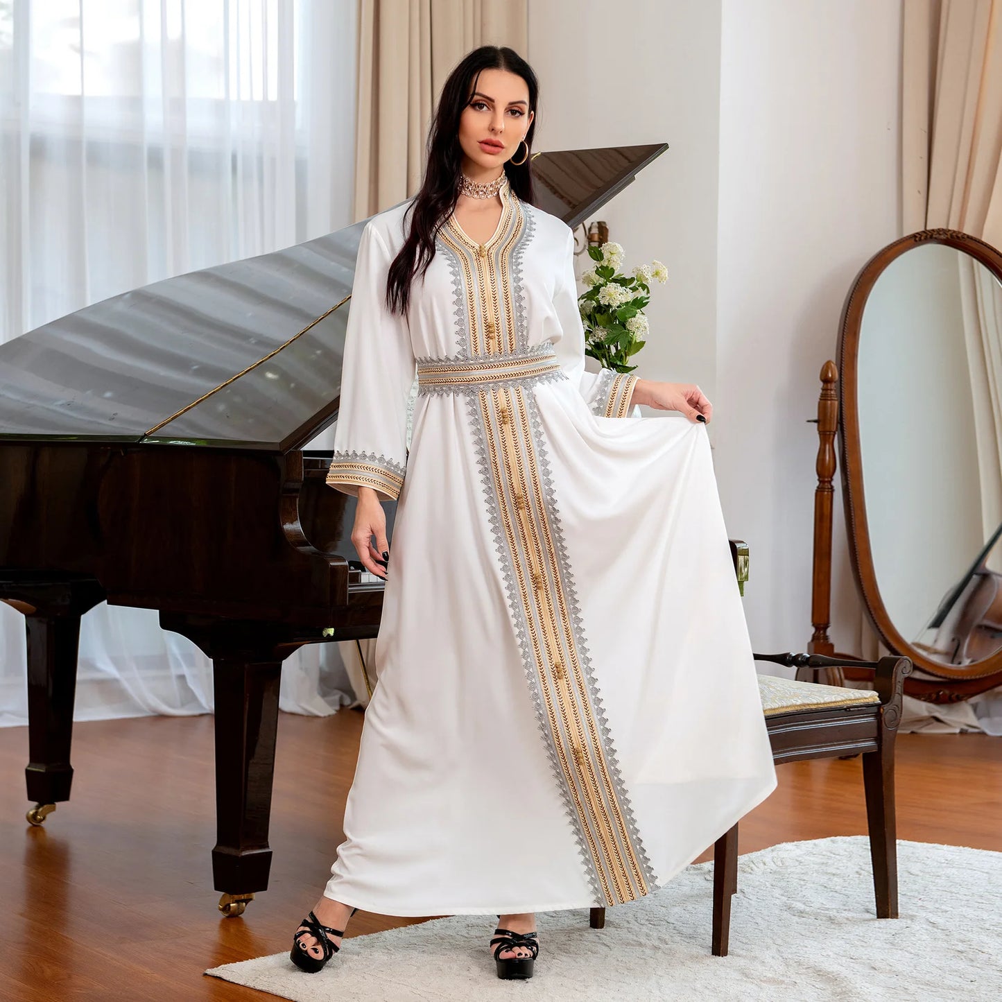 Summer Abaya Women Party Robe Muslim Evening Long Dress Ramadan Islamic Clothing Muslim Dress Turkey Kaftan Robe Djellaba