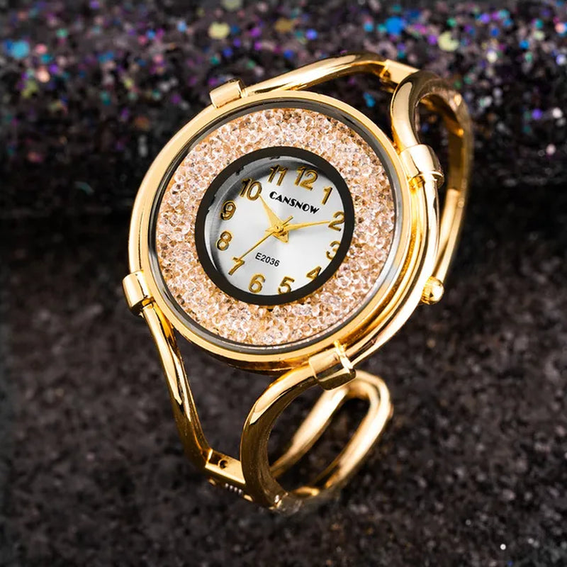 Women'S Watches Gold Diamond Quartz Bracelet Wrist Watch Big Dial Ladies Clock Stainless Steel Reloj Mujer Gift for Girlfriend