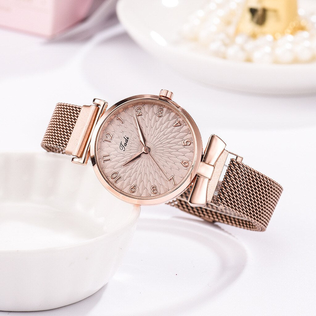 Luxury Women'S Watches Set Elegant Female Wristwatches Magnetic Mesh Band Rose Woman Watch Bracelet Montre Femme Reloj Mujer