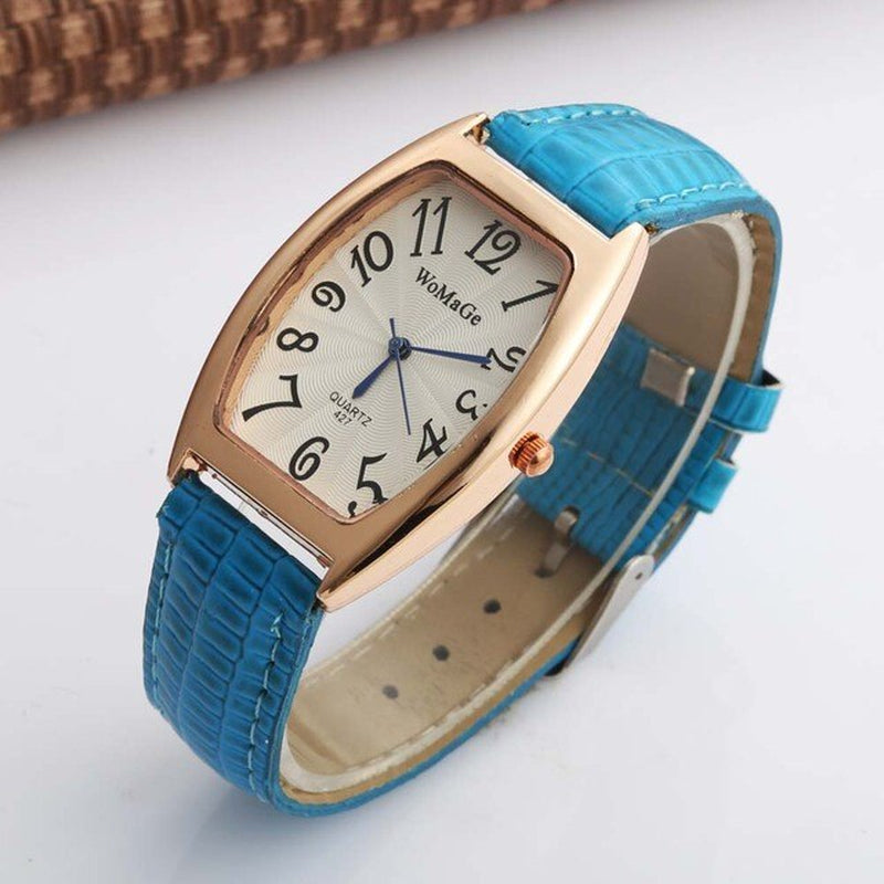 WOMAGE Watch Fashion Women Dress Watches Tonneau Case Women'S Watches Yellow Leather Watch Quartz Dames Horloges Montre Femme