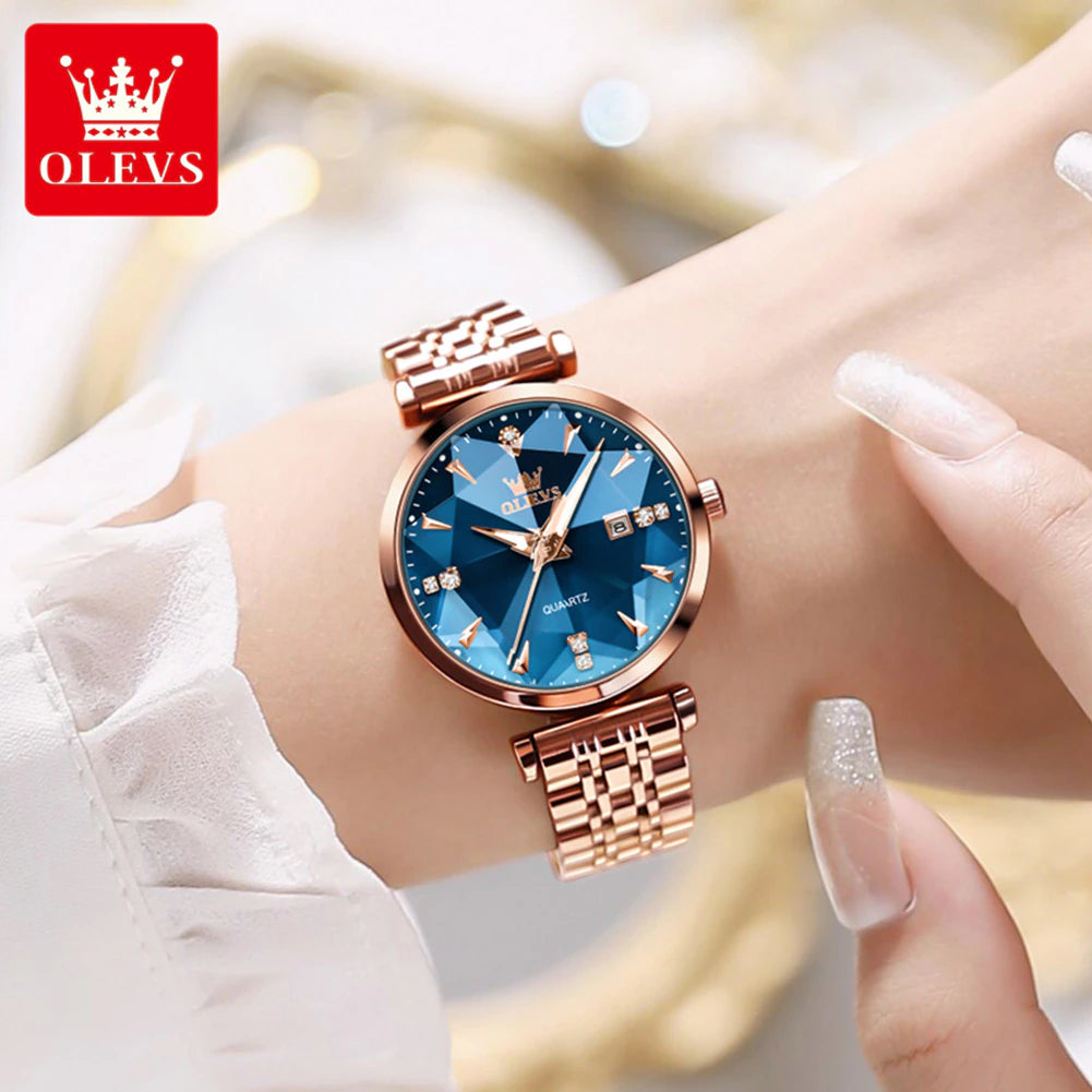 Women'S Watches Jewelry Quartz Watch Waterproof Stainless Steel Strap Rose Gold Watch for Women Fashion Watch Bracelet Set