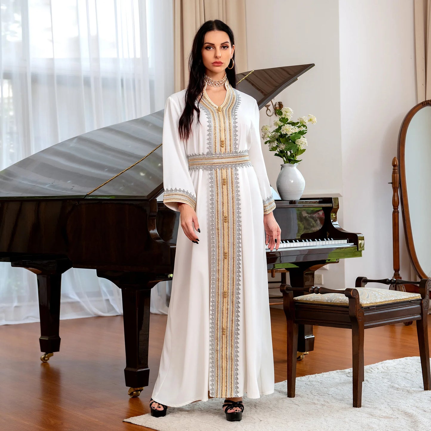 Summer Abaya Women Party Robe Muslim Evening Long Dress Ramadan Islamic Clothing Muslim Dress Turkey Kaftan Robe Djellaba