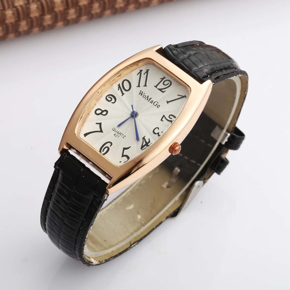 WOMAGE Watch Fashion Women Dress Watches Tonneau Case Women'S Watches Yellow Leather Watch Quartz Dames Horloges Montre Femme