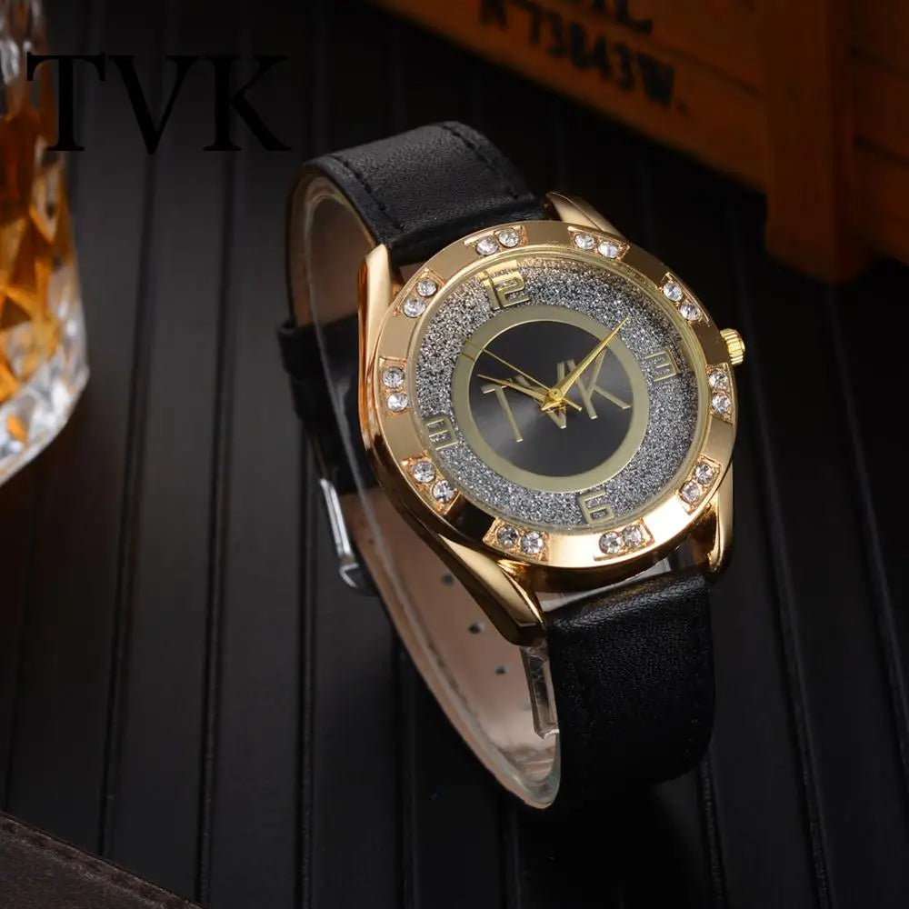 Women Wacthes 2023 Luxury Top New Crystal Gold Casual Quartz Watch Women Leather Strap Relogios Feminino Ladies Wrist Watch Hot